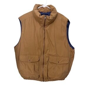 Lands End Unisex XL Tan Puffer Vest With Pockets & Zipper Closure